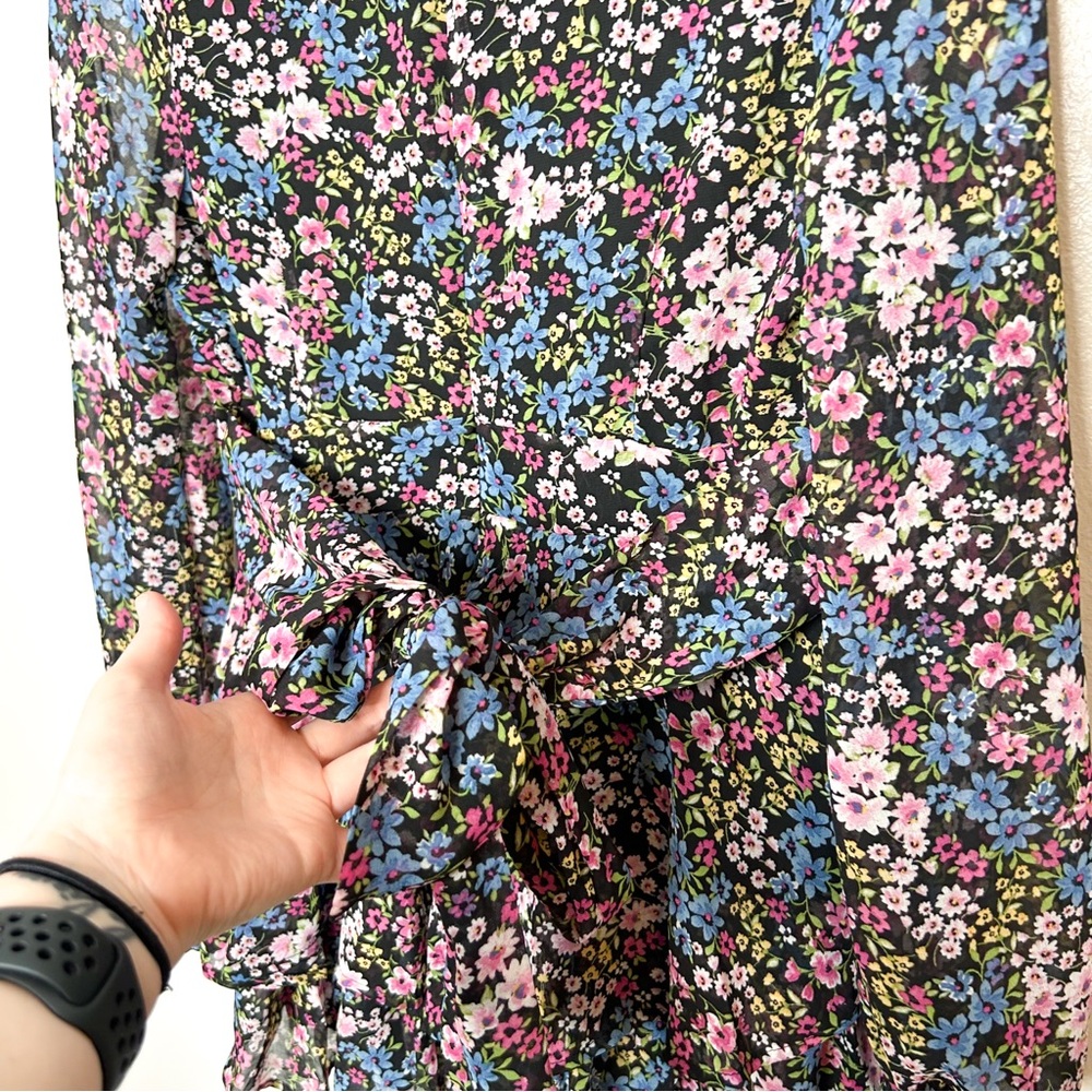 Mi Ami For Francescas Colorful Floral‎ Print Long Sleeve Ruffle Romper Medium M - Picture 8 of 11